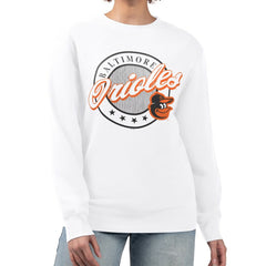 MLB Baltimore Orioles G-III 4Her by Carl Banks Women's Pinstripe Circle Team Fleece Pullover Sweatshirt