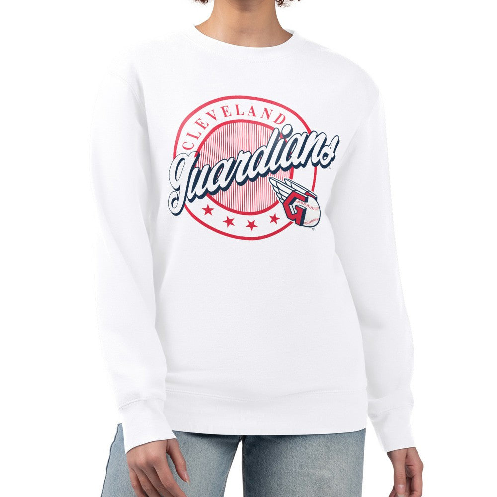 MLB Cleveland Guardians G-III 4Her by Carl Banks Women's Pinstripe Circle Team Fleece Pullover Sweatshirt