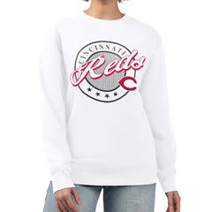 MLB Cincinnati Reds G-III 4Her by Carl Banks Women's Pinstripe Circle Team Fleece Pullover Sweatshirt