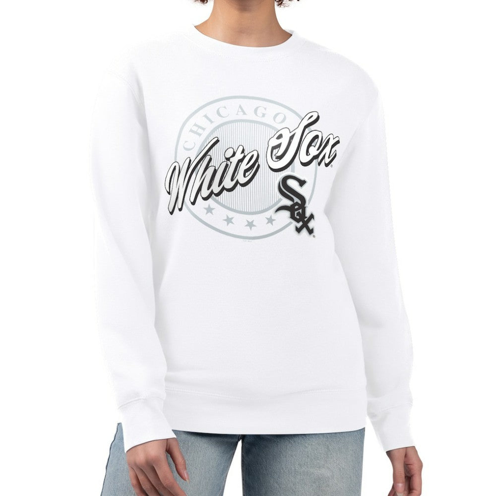 MLB Chicago White Sox G-III 4Her by Carl Banks Women's Pinstripe Circle Team Fleece Pullover Sweatshirt