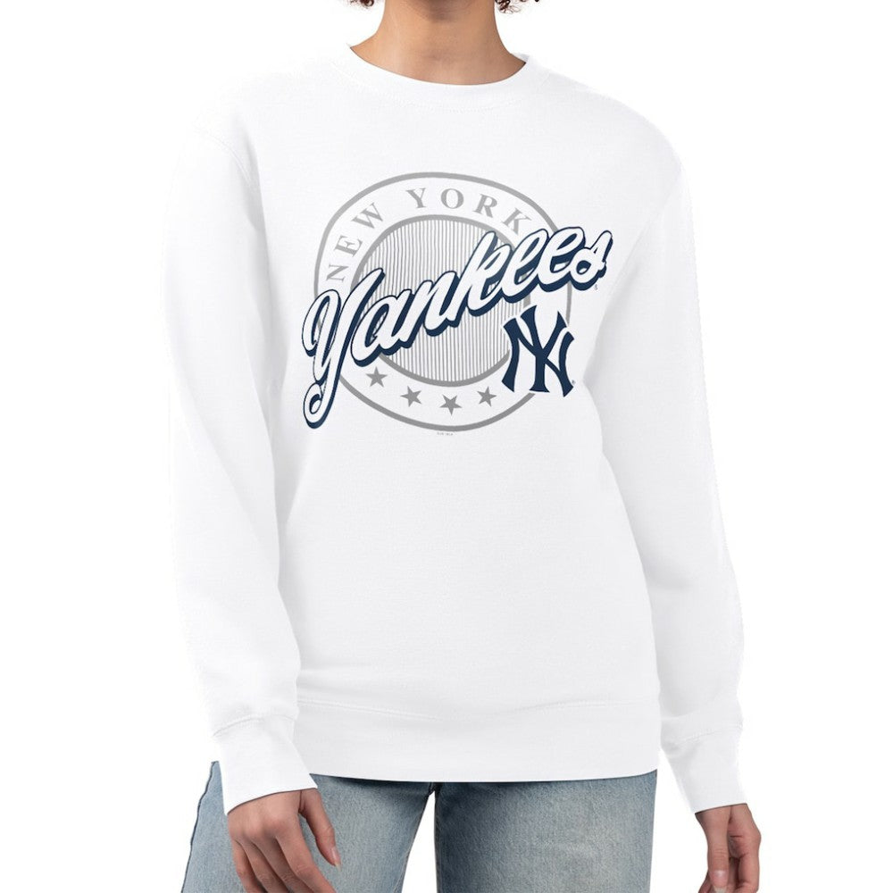 MLB New York Yankees G-III 4Her by Carl Banks Women's Pinstripe Circle Team Fleece Pullover Sweatshirt