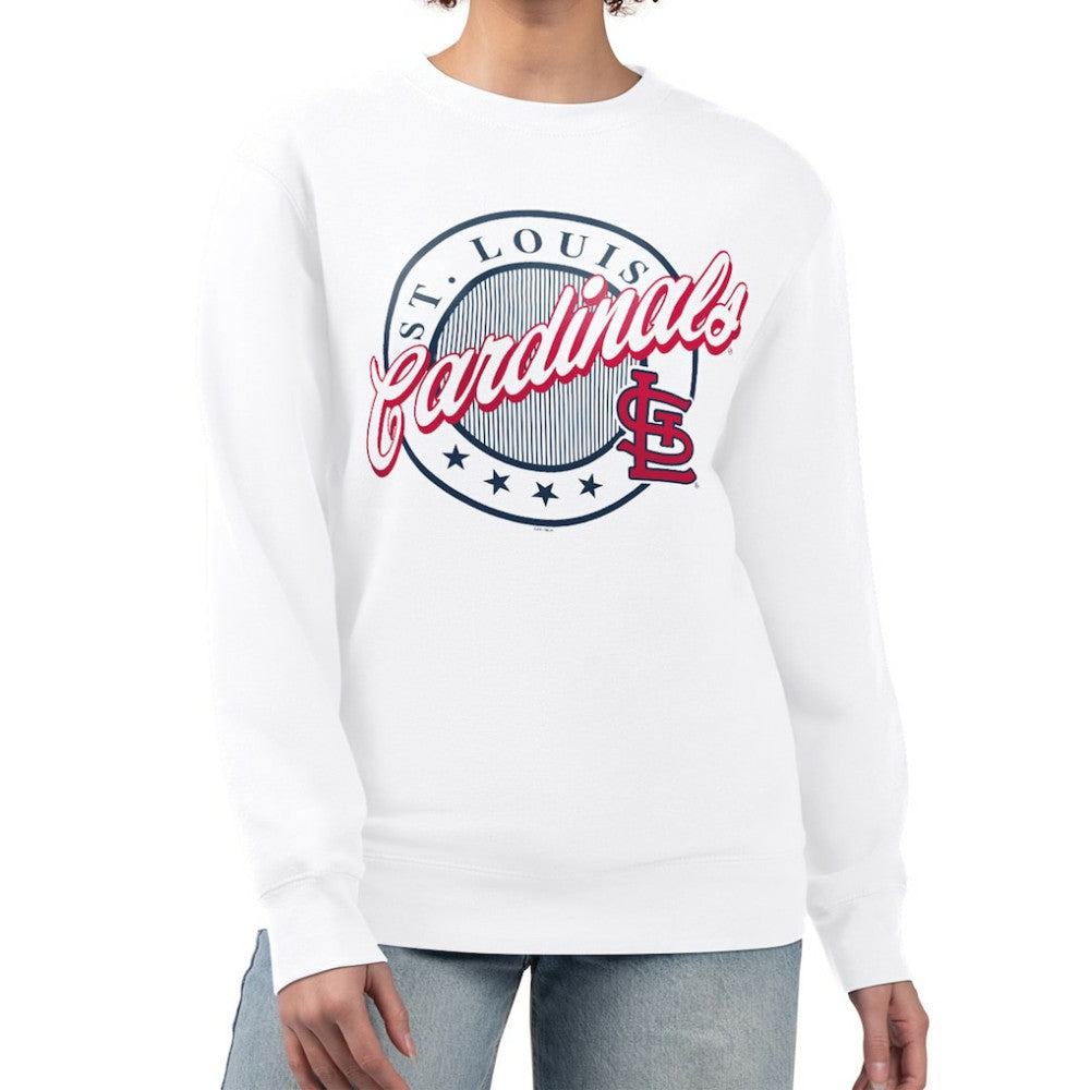 MLB St. Louis Cardinals G-III 4Her by Carl Banks Women's Pinstripe Circle Team Fleece Pullover Sweatshirt
