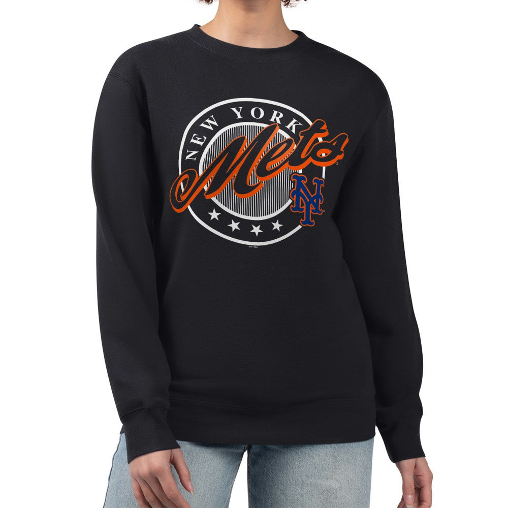 MLB New York Mets G-III 4Her by Carl Banks Women's Pinstripe Circle Team Fleece Pullover Sweatshirt