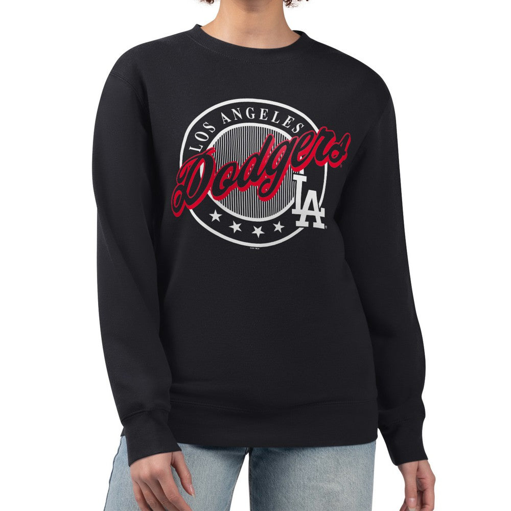 MLB Los Angeles Dodgers G-III 4Her by Carl Banks Women's Pinstripe Circle Team Fleece Pullover Sweatshirt