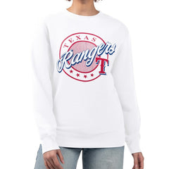 MLB Texas Rangers G-III 4Her by Carl Banks Women's Pinstripe Circle Team Fleece Pullover Sweatshirt