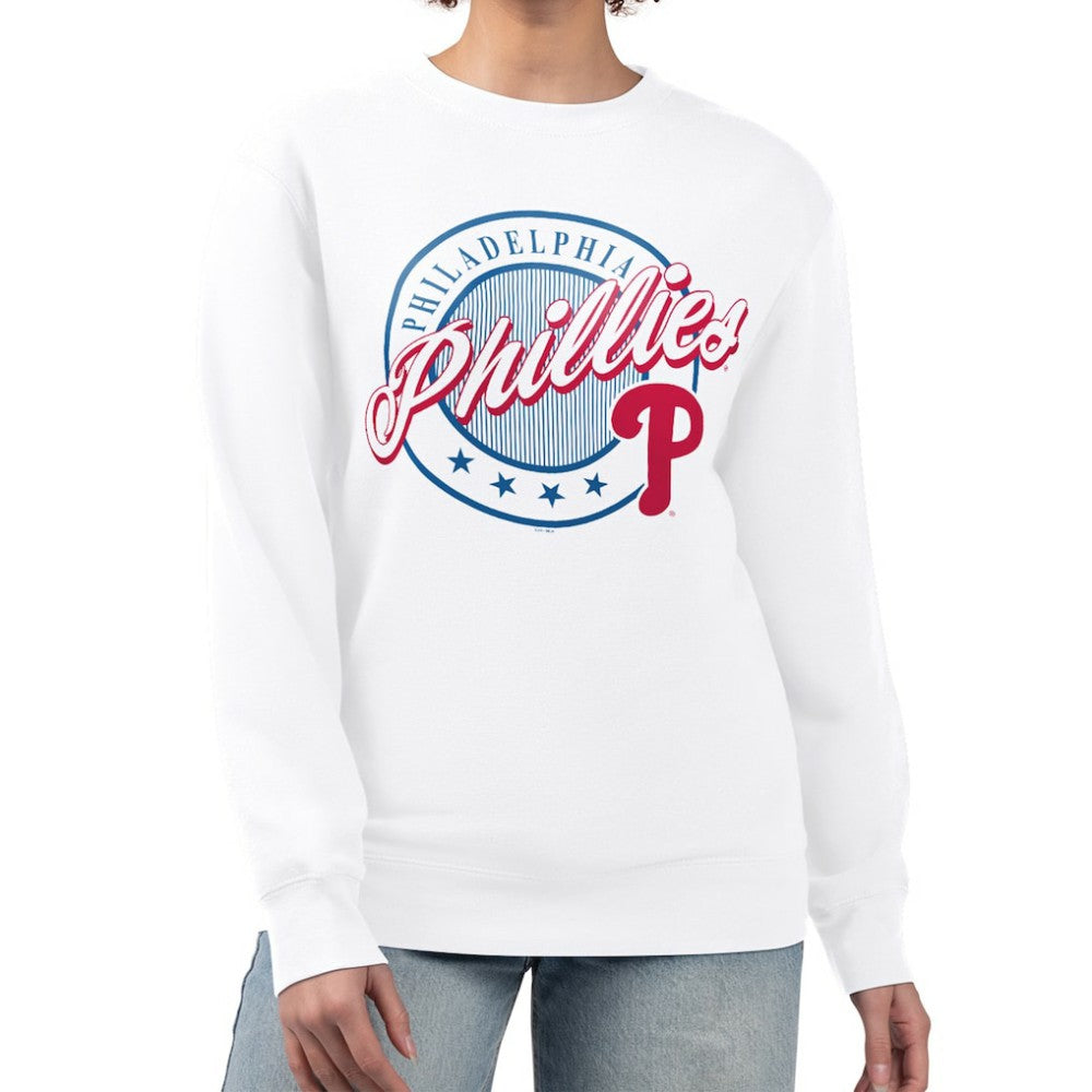 MLB Philadelphia Phillies G-III 4Her by Carl Banks Women's Pinstripe Circle Team Fleece Pullover Sweatshirt