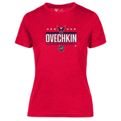 NHL Red Alexander Ovechkin Washington Capitals Levelwear Women's NHL All-Time Leading Goal Scorer Milestone Stars Name & Number Maddox T-Shirt