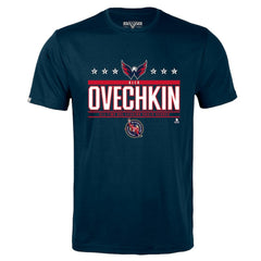 NHL Navy Alexander Ovechkin Washington Capitals Levelwear NHL All-Time Leading Goal Scorer Milestone Stars Name & Number Richmond T-Shirt