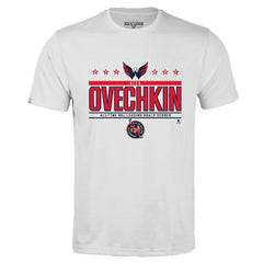 NHL White Alexander Ovechkin Washington Capitals Levelwear NHL All-Time Leading Goal Scorer Milestone Stars Name & Number Richmond T-Shirt