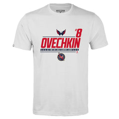 NHL White Alexander Ovechkin Washington Capitals Levelwear NHL All-Time Leading Goal Scorer Milestone Name & Number Richmond T-Shirt
