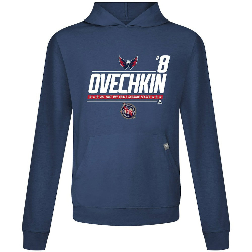 NHL Navy Alexander Ovechkin Washington Capitals Levelwear NHL All-Time Leading Goal Scorer Milestone Name & Number Relay Pullover Hoodie
