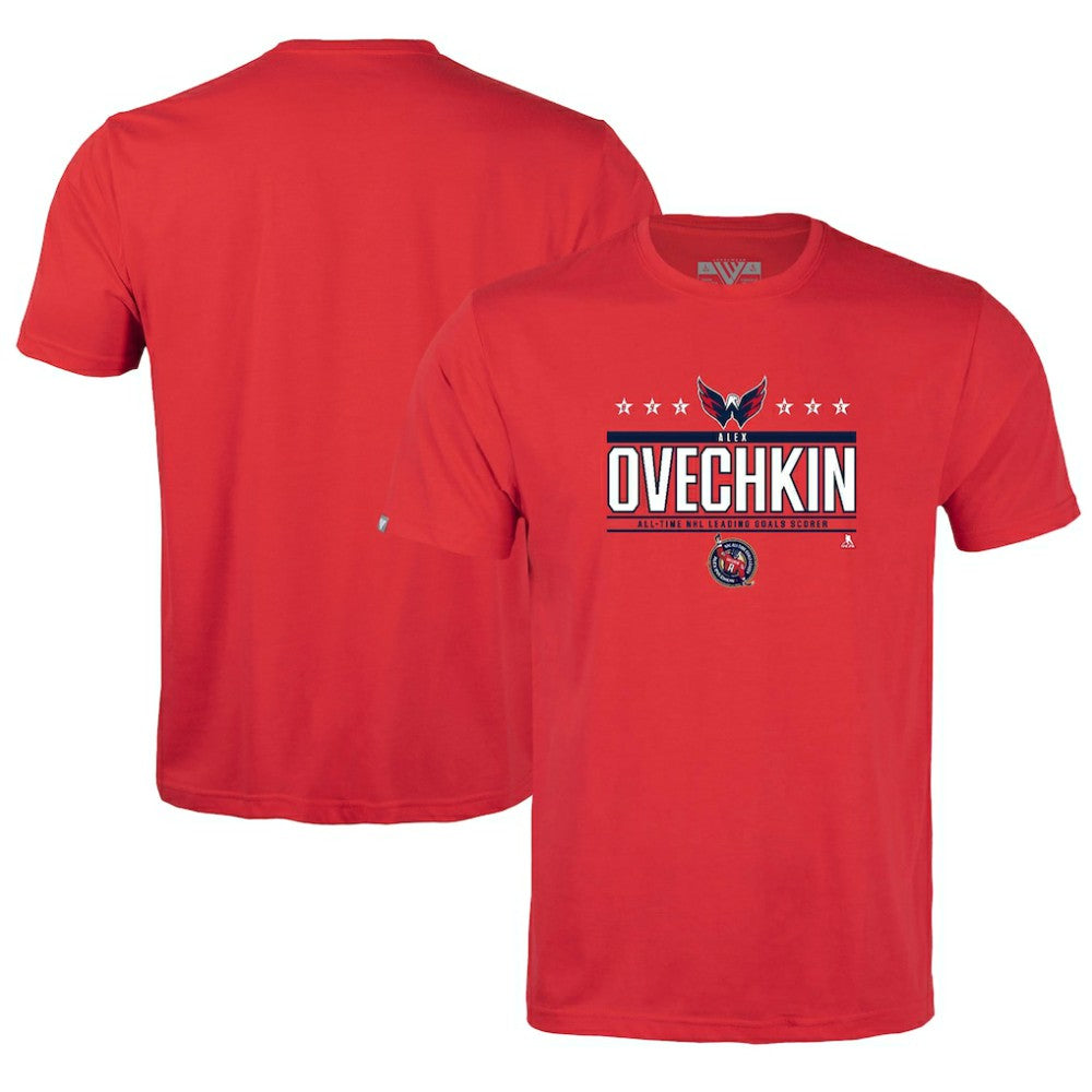 NHL Red Alexander Ovechkin Washington Capitals Levelwear Youth NHL All-Time Leading Goal Scorer Milestone Stars Name & Number Little Richmond T-Shirt