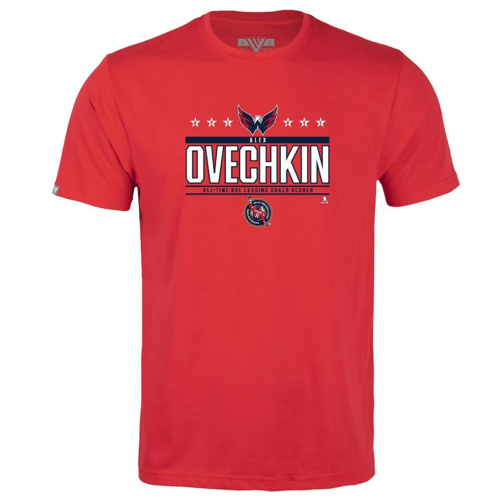 NHL Red Alexander Ovechkin Washington Capitals Levelwear Youth NHL All-Time Leading Goal Scorer Milestone Stars Name & Number Little Richmond T-Shirt