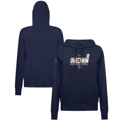 NHL Navy Alexander Ovechkin Washington Capitals Levelwear Women's NHL All-Time Leading Goal Scorer Milestone Stripes Name & Number Adorn Pullover Hoodie