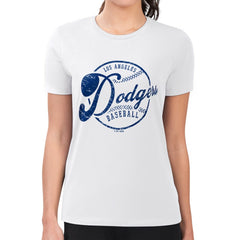 MLB Los Angeles Dodgers G-III 4Her by Carl Banks Women's Super-Slim Fit Lightweight Distressed Baseball Team T-Shirt