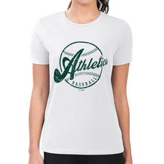 MLB Athletics G-III 4Her by Carl Banks Women's Super-Slim Fit Lightweight Distressed Baseball Team T-Shirt