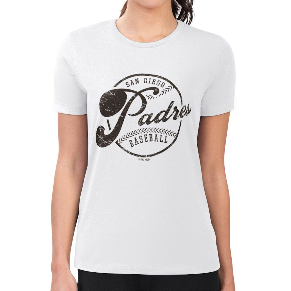 MLB San Diego Padres G-III 4Her by Carl Banks Women's Super-Slim Fit Lightweight Distressed Baseball Team T-Shirt