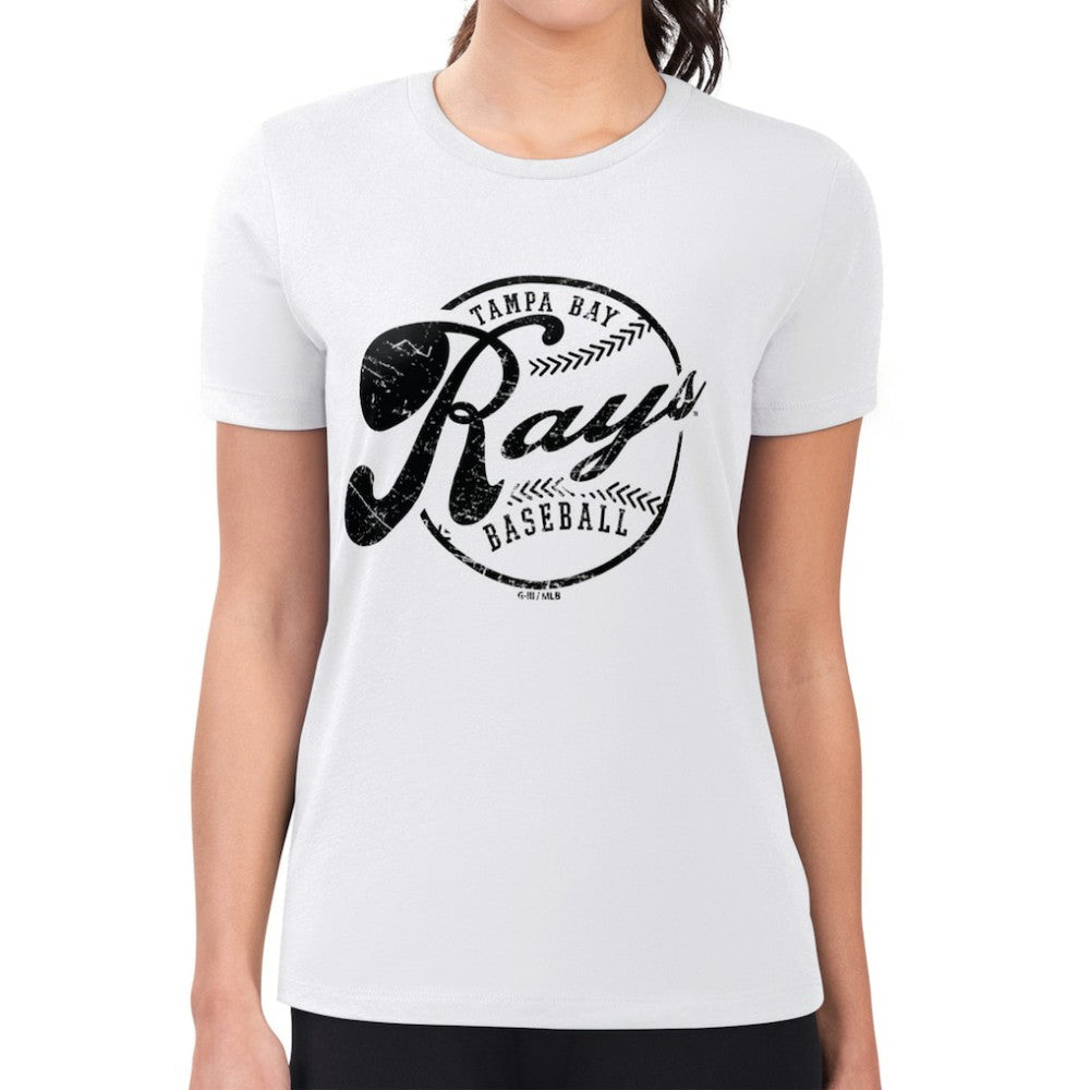 MLB Tampa Bay Rays G-III 4Her by Carl Banks Women's Super-Slim Fit Lightweight Distressed Baseball Team T-Shirt