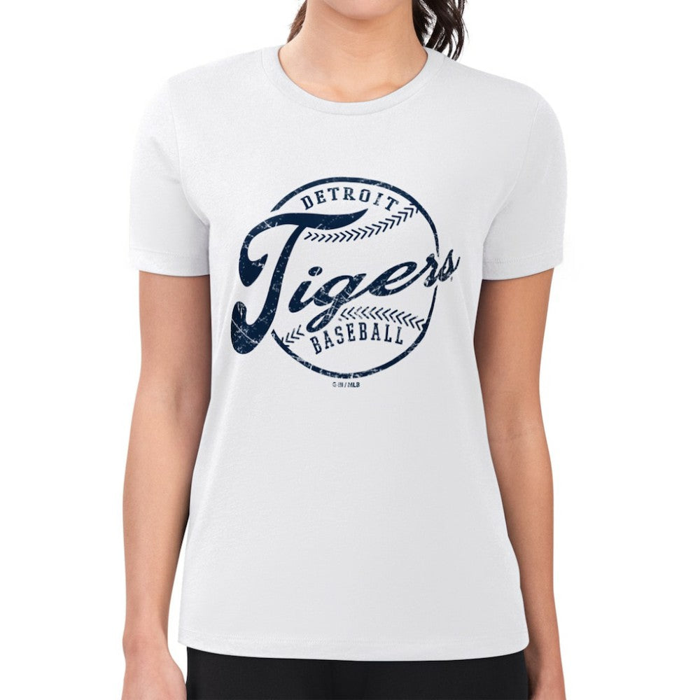 MLB Detroit Tigers G-III 4Her by Carl Banks Women's Super-Slim Fit Lightweight Distressed Baseball Team T-Shirt
