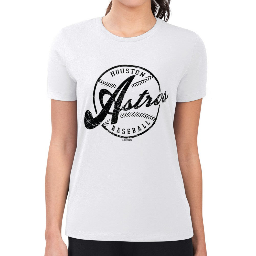 MLB Houston Astros G-III 4Her by Carl Banks Women's Super-Slim Fit Lightweight Distressed Baseball Team T-Shirt