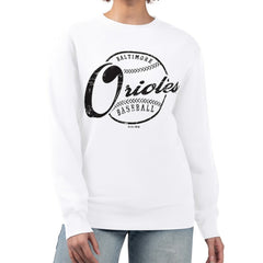 MLB Baltimore Orioles G-III 4Her by Carl Banks Women's Distressed Baseball Team Fleece Pullover Sweatshirt
