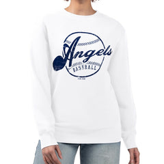 MLB Los Angeles Angels G-III 4Her by Carl Banks Women's Distressed Baseball Team Fleece Pullover Sweatshirt