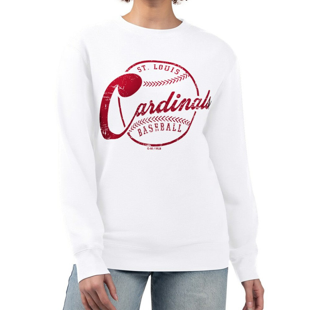 MLB St. Louis Cardinals G-III 4Her by Carl Banks Women's Distressed Baseball Team Fleece Pullover Sweatshirt