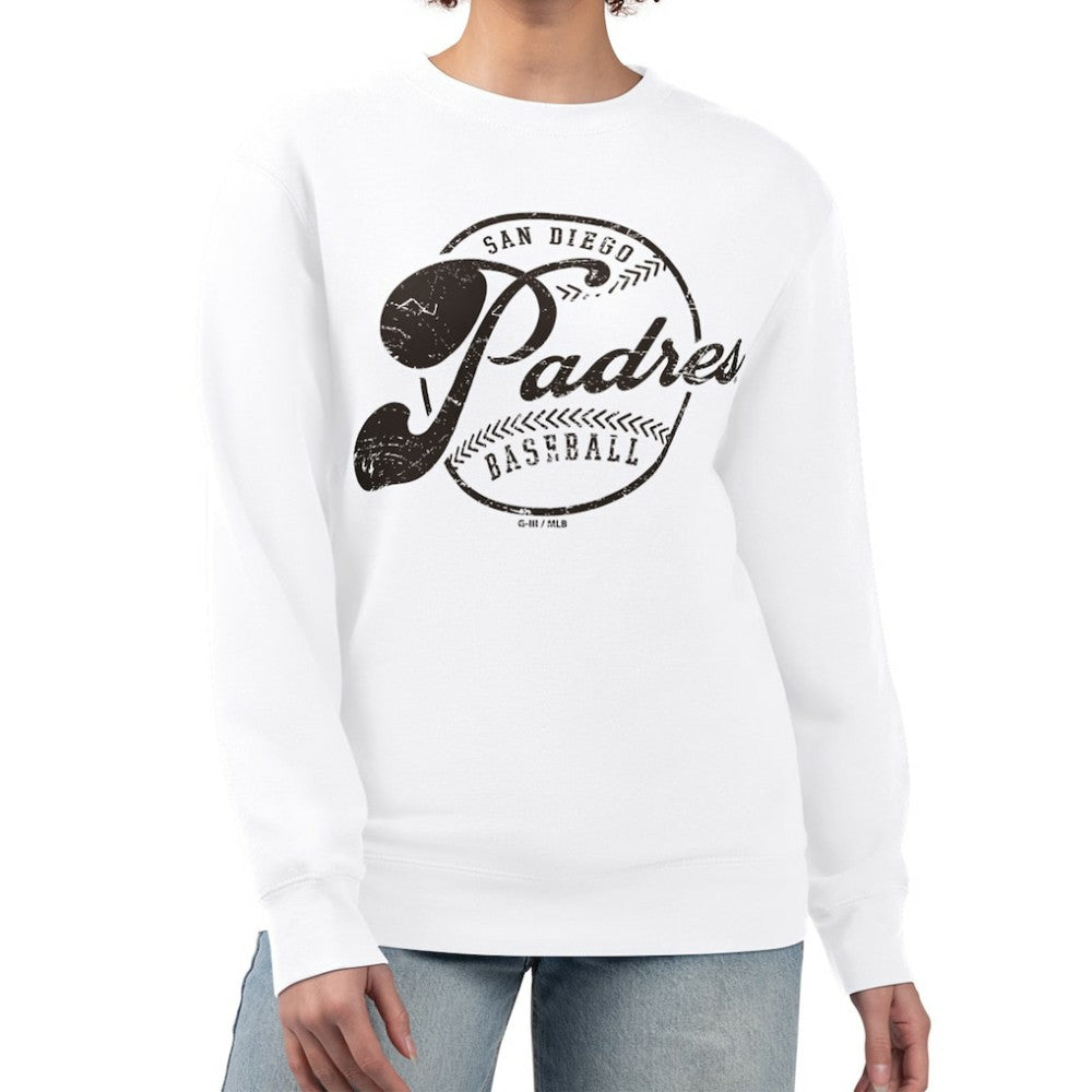 MLB San Diego Padres G-III 4Her by Carl Banks Women's Distressed Baseball Team Fleece Pullover Sweatshirt