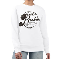MLB San Diego Padres G-III 4Her by Carl Banks Women's Distressed Baseball Team Fleece Pullover Sweatshirt