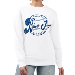 MLB Toronto Blue Jays G-III 4Her by Carl Banks Women's Distressed Baseball Team Fleece Pullover Sweatshirt