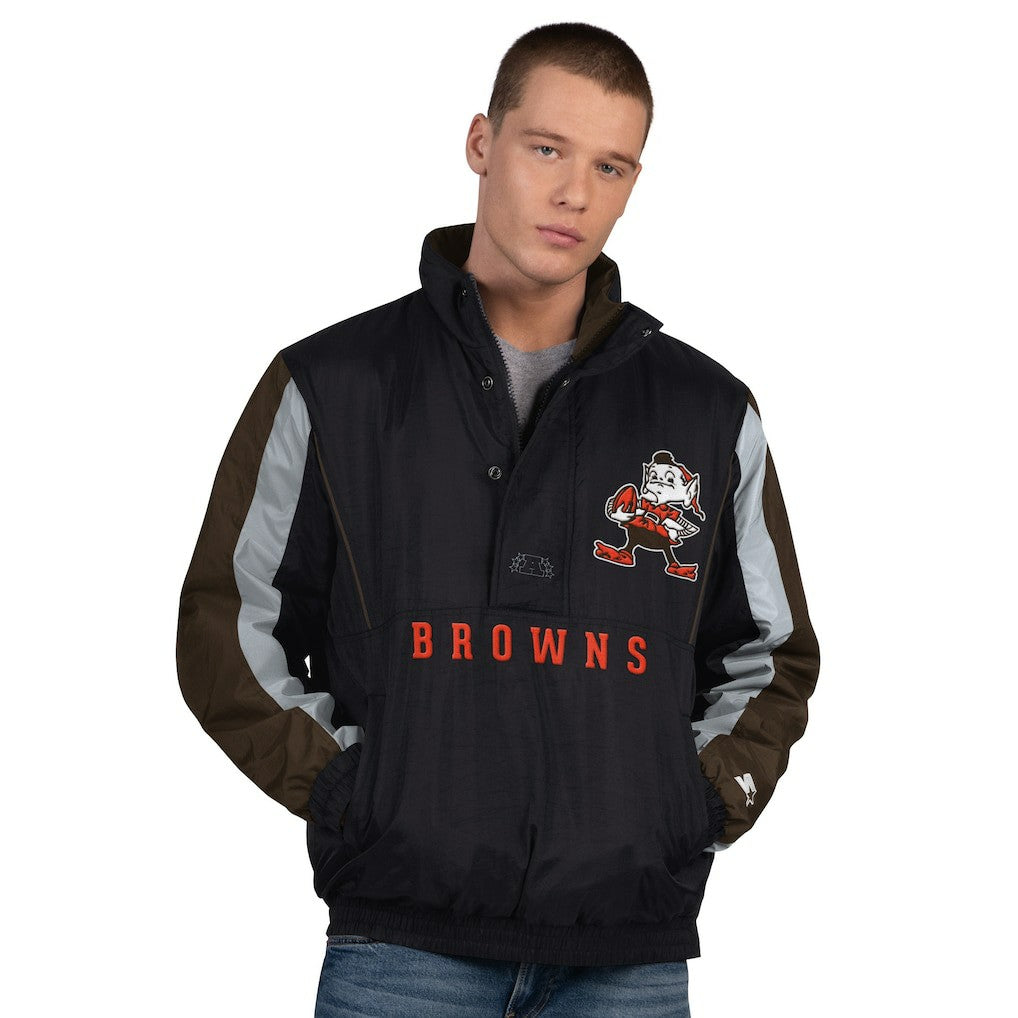 Starter Thursday Night Gridiron Vintage Logo Half-Zip Jacket - Cleveland Browns