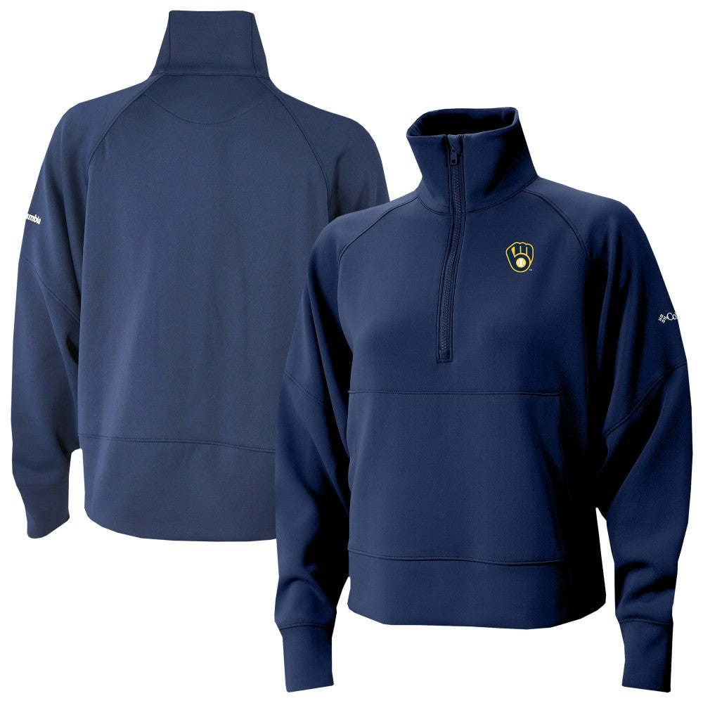 MLB Milwaukee Brewers Columbia Women's Wickhams Hills Raglan Omni-Wick Quarter-Zip Pullover