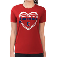 MLB Cleveland Guardians G-III 4Her by Carl Banks Women's Super-Slim Fit Lightweight Double Heart T-Shirt