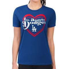 MLB Los Angeles Dodgers G-III 4Her by Carl Banks Women's Super-Slim Fit Lightweight Double Heart T-Shirt