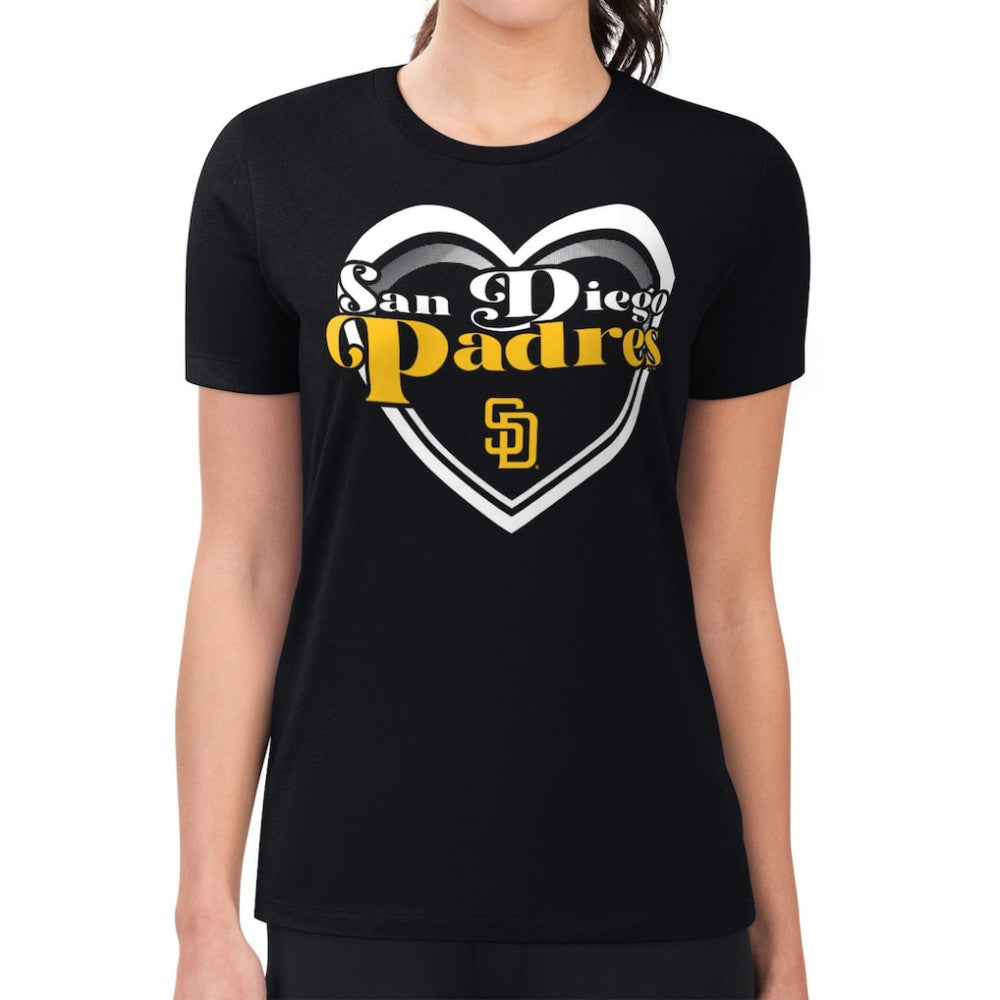 MLB San Diego Padres G-III 4Her by Carl Banks Women's Super-Slim Fit Lightweight Double Heart T-Shirt