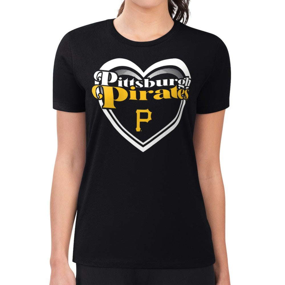 MLB Pittsburgh Pirates G-III 4Her by Carl Banks Women's Super-Slim Fit Lightweight Double Heart T-Shirt