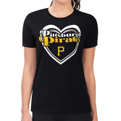 MLB Pittsburgh Pirates G-III 4Her by Carl Banks Women's Super-Slim Fit Lightweight Double Heart T-Shirt