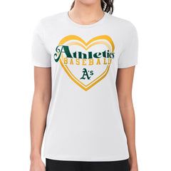 MLB Athletics G-III 4Her by Carl Banks Women's Super-Slim Fit Lightweight Double Heart T-Shirt