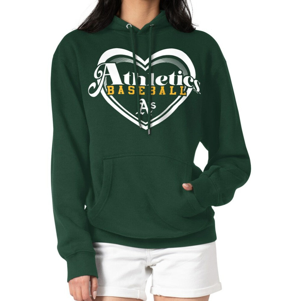 MLB Athletics G-III 4Her by Carl Banks Women's Double Heart Fleece Pullover Hoodie