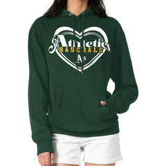 MLB Athletics G-III 4Her by Carl Banks Women's Double Heart Fleece Pullover Hoodie
