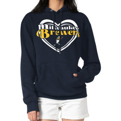 MLB Milwaukee Brewers G-III 4Her by Carl Banks Women's Double Heart Fleece Pullover Hoodie