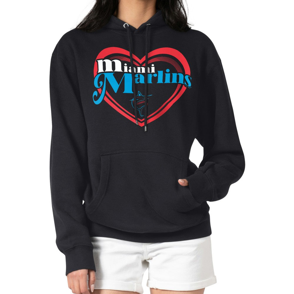MLB Miami Marlins G-III 4Her by Carl Banks Women's Double Heart Fleece Pullover Hoodie