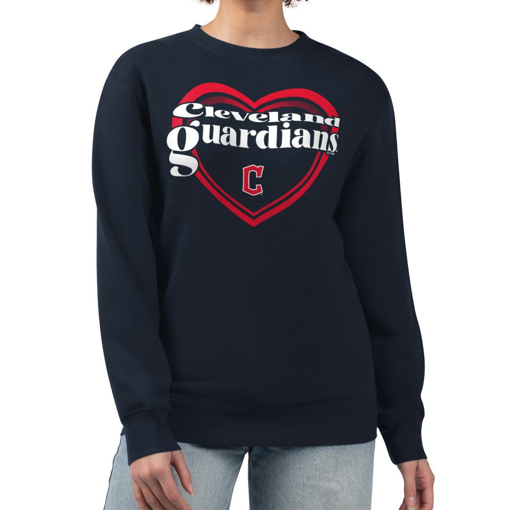 MLB Cleveland Guardians G-III 4Her by Carl Banks Women's Double Heart Fleece Pullover Sweatshirt