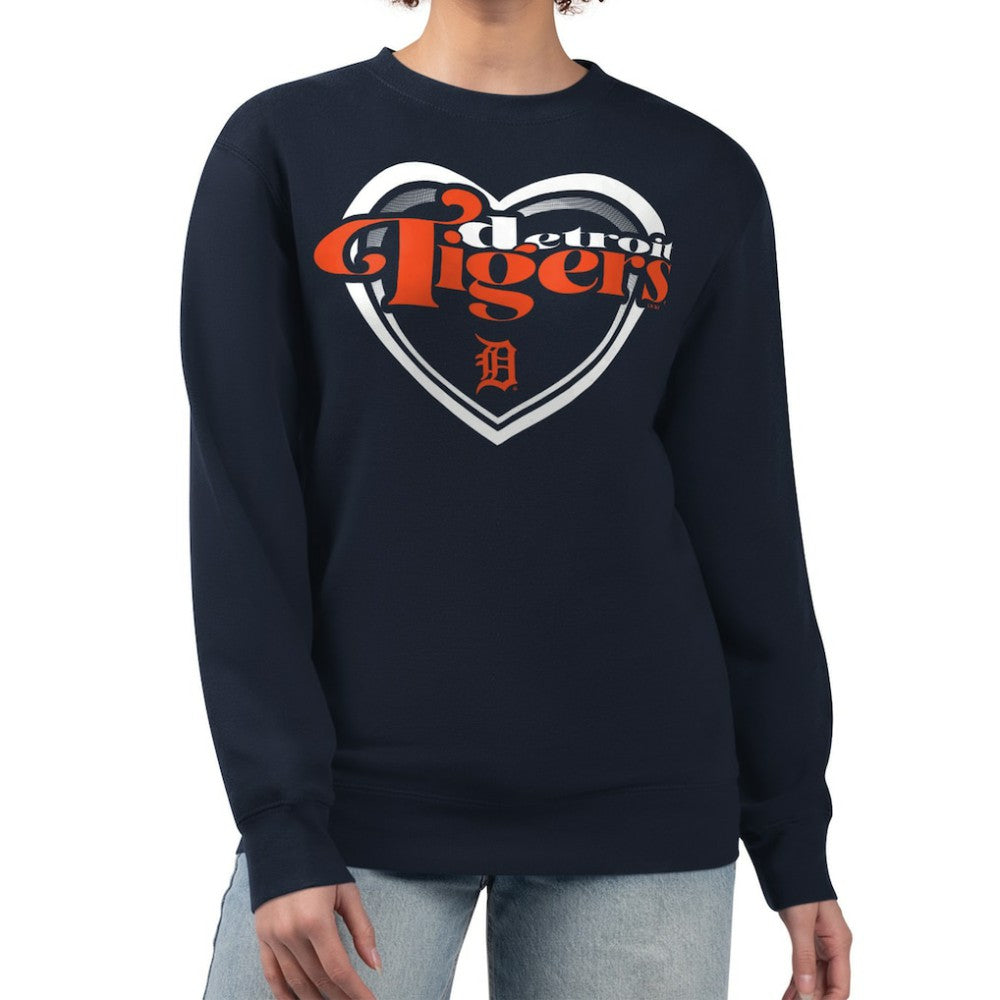 MLB Detroit Tigers G-III 4Her by Carl Banks Women's Double Heart Fleece Pullover Sweatshirt