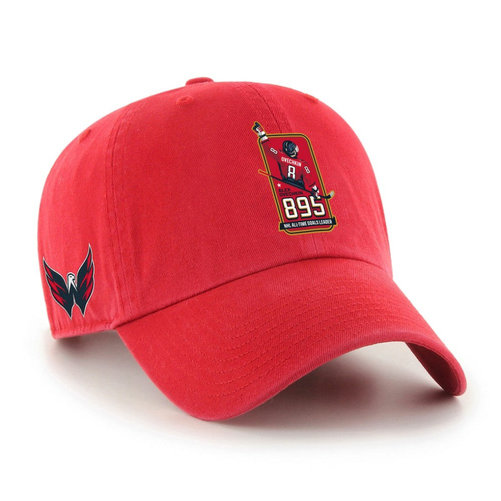 NHL Red Alexander Ovechkin Washington Capitals '47 895 Most Goals of All Time Clean Up Adjustable Hat