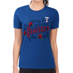 MLB Texas Rangers G-III 4Her by Carl Banks Women's Super-Slim Fit Lightweight Retro Roses T-Shirt