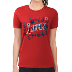 MLB Los Angeles Angels G-III 4Her by Carl Banks Women's Super-Slim Fit Lightweight Retro Roses T-Shirt