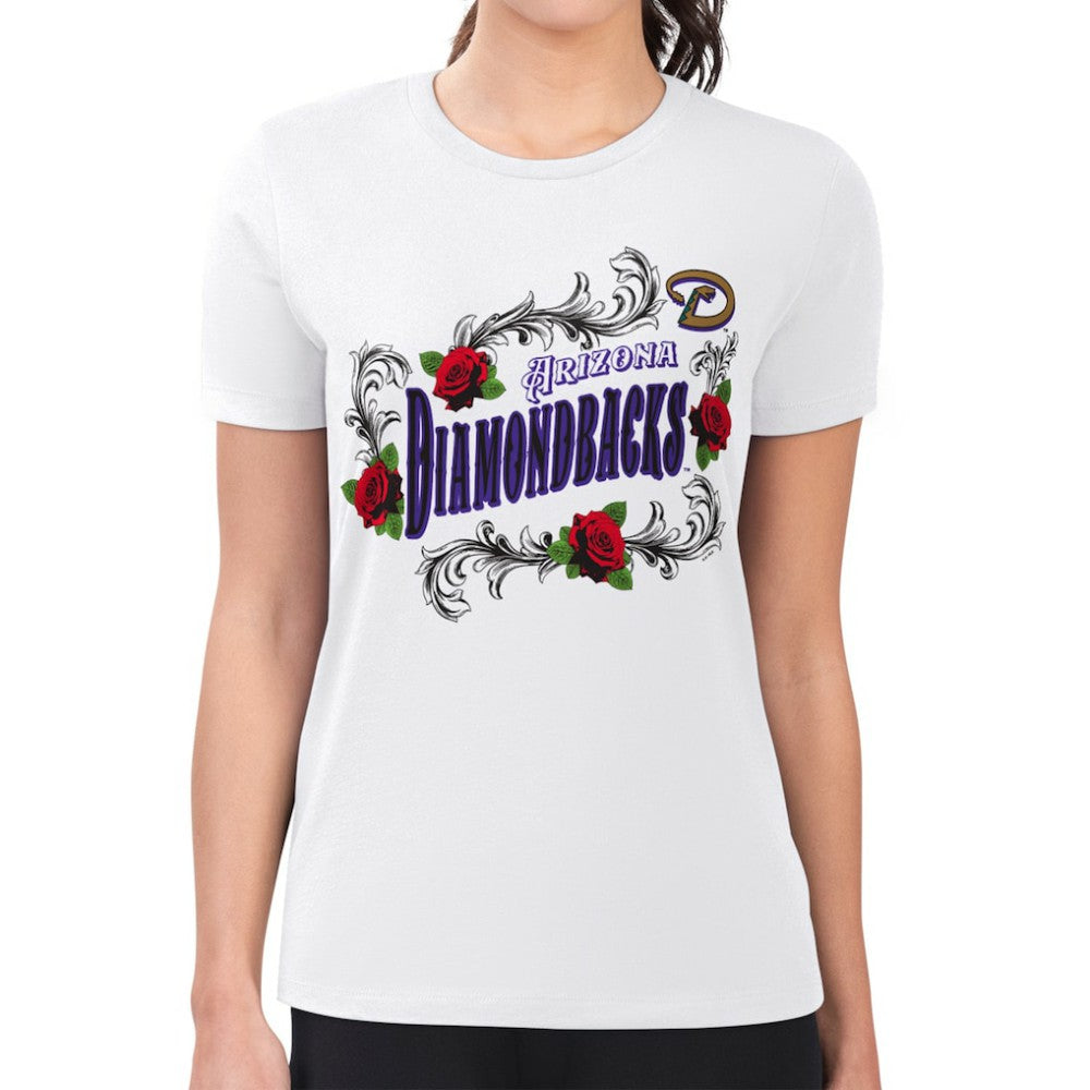 MLB Arizona Diamondbacks G-III 4Her by Carl Banks Women's Super-Slim Fit Lightweight Retro Roses T-Shirt