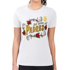 MLB San Diego Padres G-III 4Her by Carl Banks Women's Super-Slim Fit Lightweight Retro Roses T-Shirt