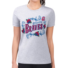 MLB Atlanta Braves G-III 4Her by Carl Banks Women's Super-Slim Fit Lightweight Retro Roses T-Shirt